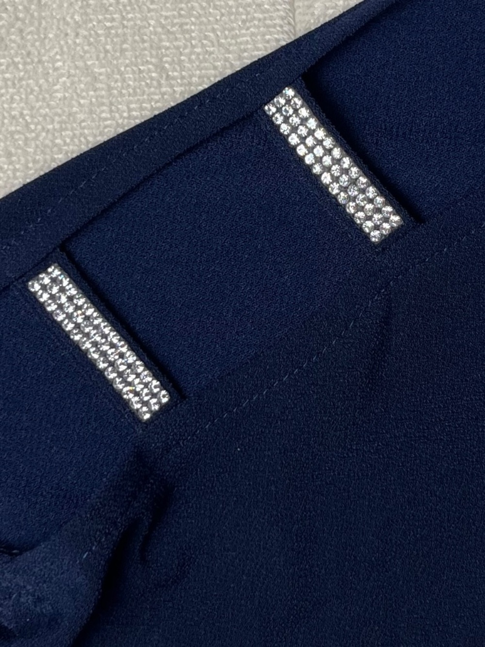 Blue Rhinestone Sleeve Blouse, 89th + Madison, Size Medium